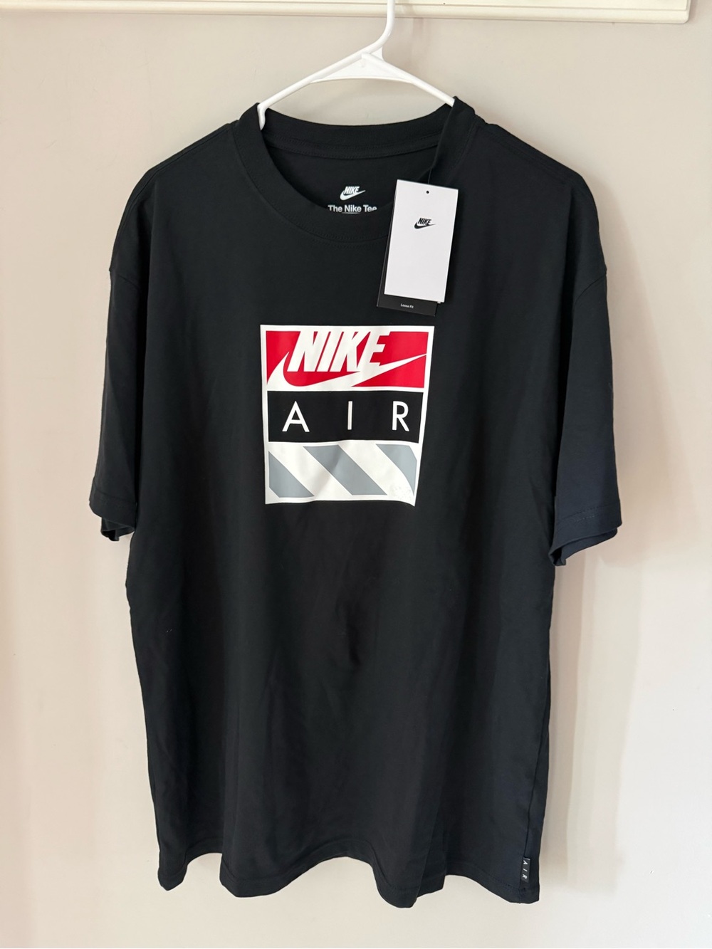 Nike Black Short-Sleeve Tee with Red and Silver Graphic